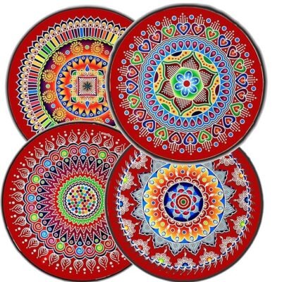 Color Rangoli Sticker ,Size 10x10Inches, RM5PIC Pack of 5pcs]