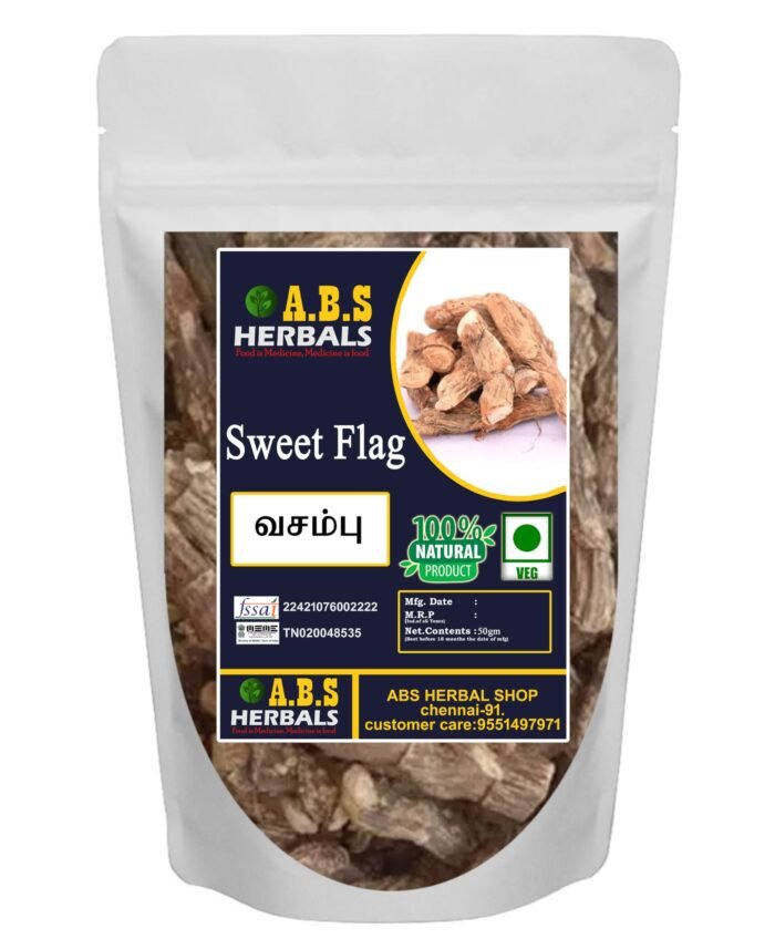 ABS Herbals : Vasambu,Vayambu Root,Sweet flag,Calamus Root (100GM)